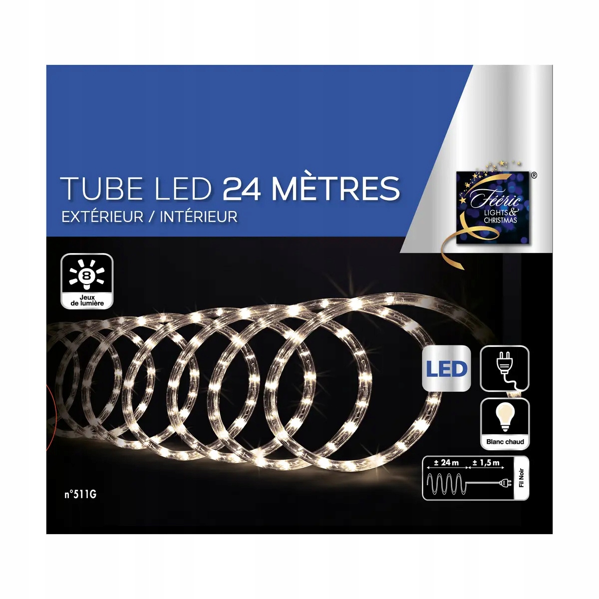 Vonkajšia Svetelná Girlanda Vianočná Špirála Teplá Biela 432 Led 2400 CM