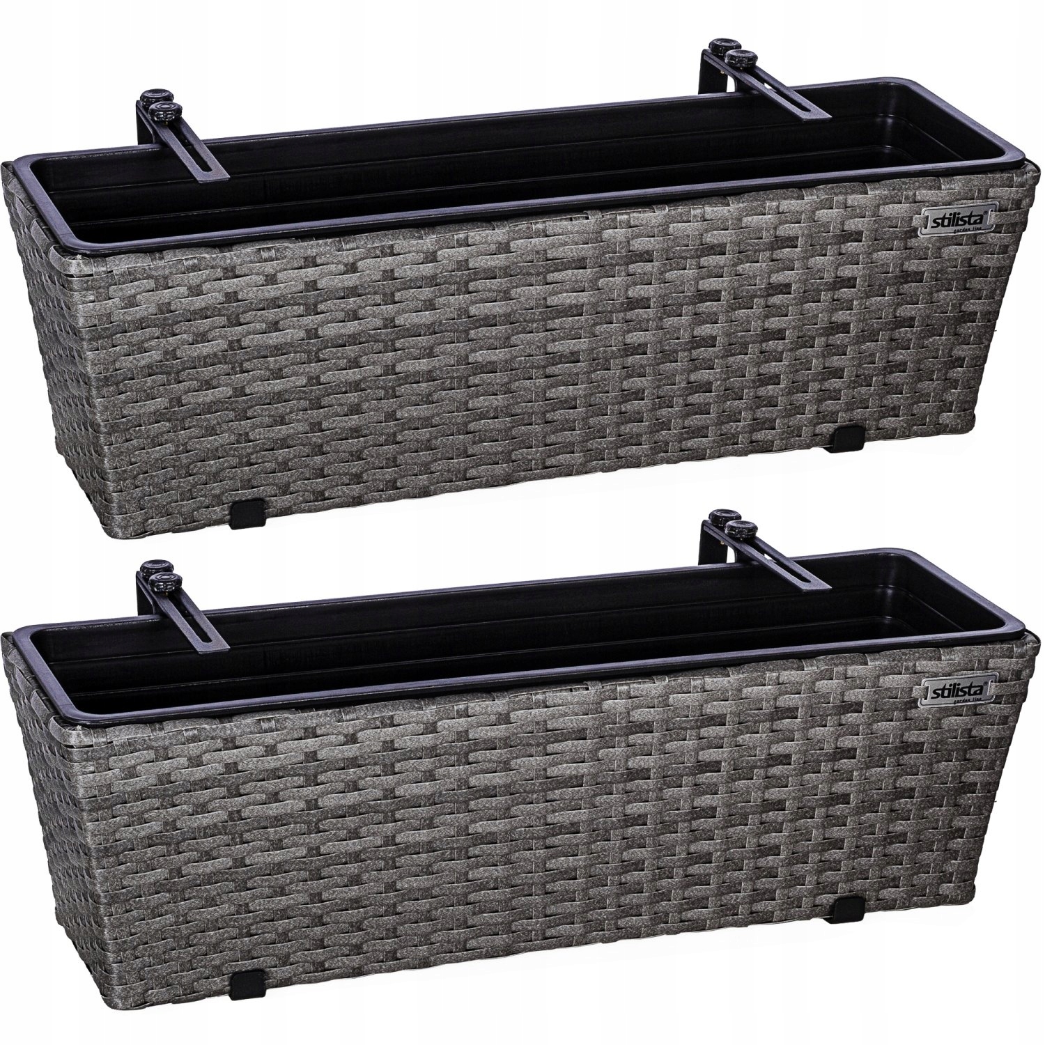 

2X Szara Doniczka Skrzynka Balkonowa Wisząca