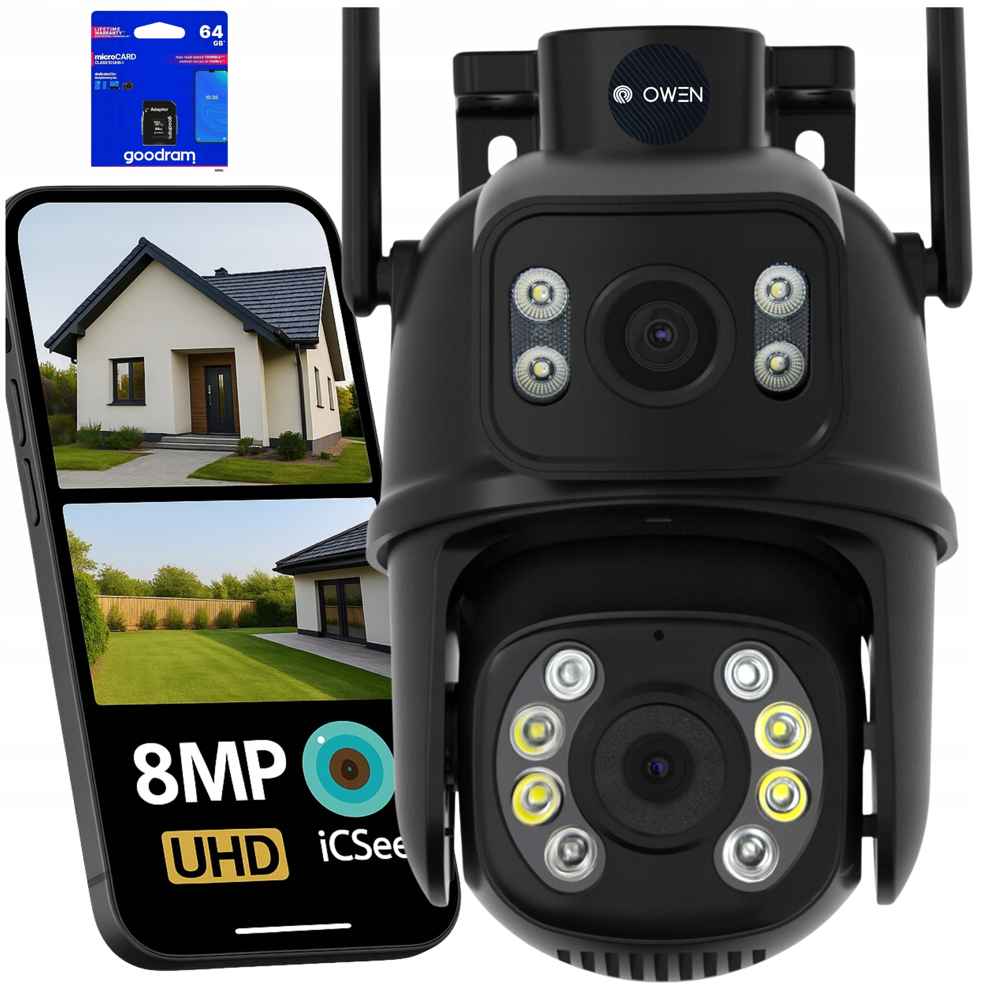 Otočná Wifi Kamera Venkovní Ip dvojitá 4XZOOM Icsee funkce sledování