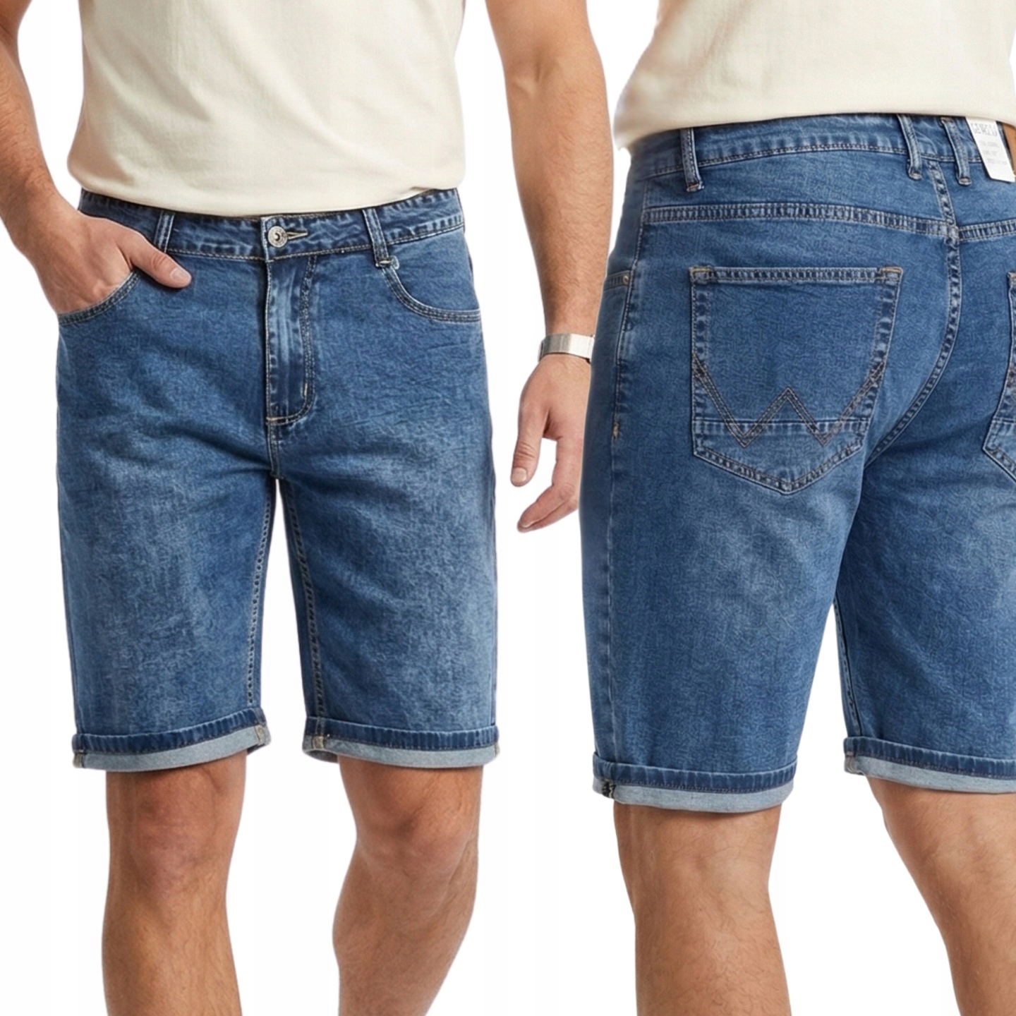 Spodenki jeansowe męskie z kieszeniami Wybór rozmiarów Pas 102-116 cm W42