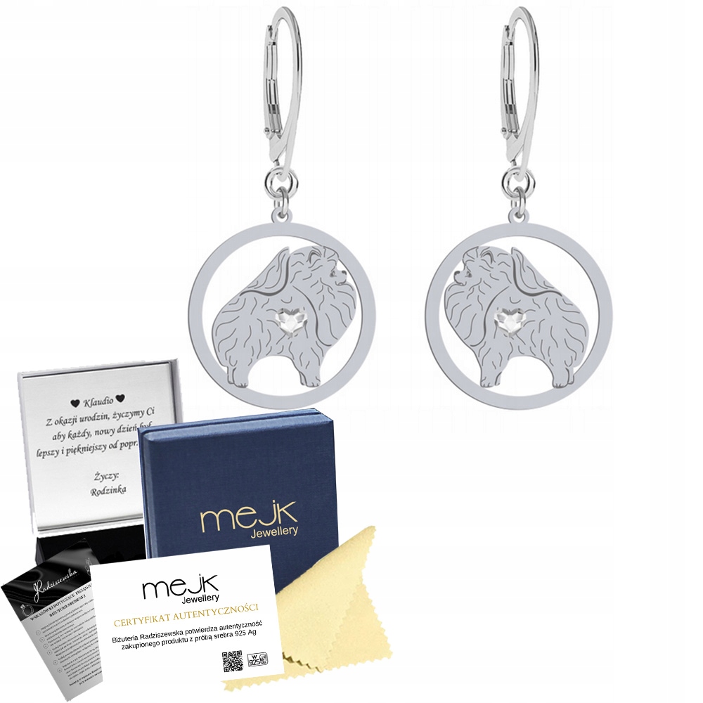 Stříbrné Náušnice Miniaturní špic 925 Žena Šperky Gravírování Bonus