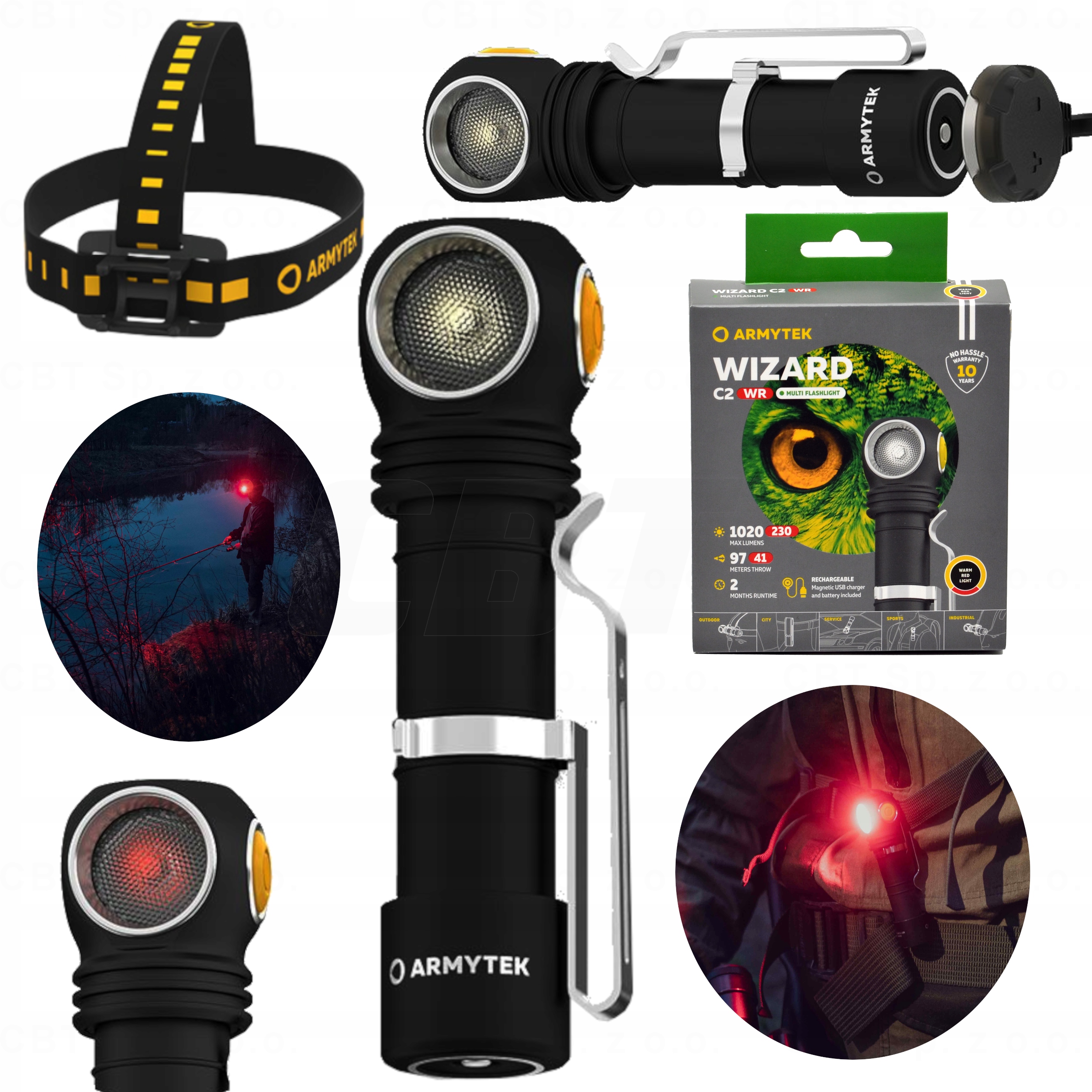 Latarka Rowerowa Czołówka Armytek Wizard C2 Wr Usb Białe Czerwone 1020lmPCB