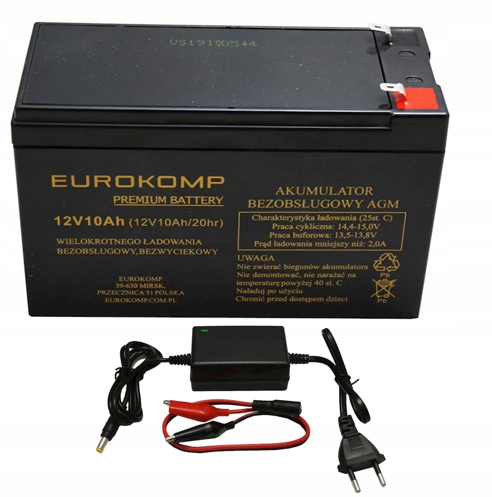 AKUMULATOR 12V/10Ah PASTUCH BATERIA + ŁADOWARKA