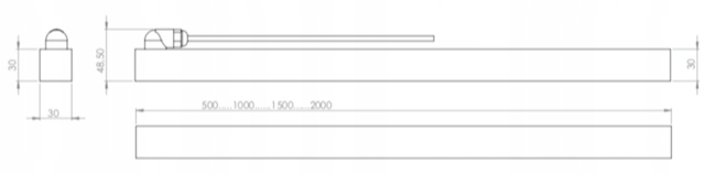 Oprawa liniowa lampa najazdowa CCT 100cm 24V DC Długość 100 cm