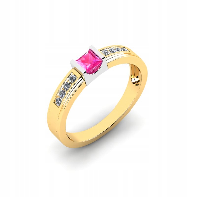 

Pierścionek Złoty Z Różową Cyrkonią 14KR