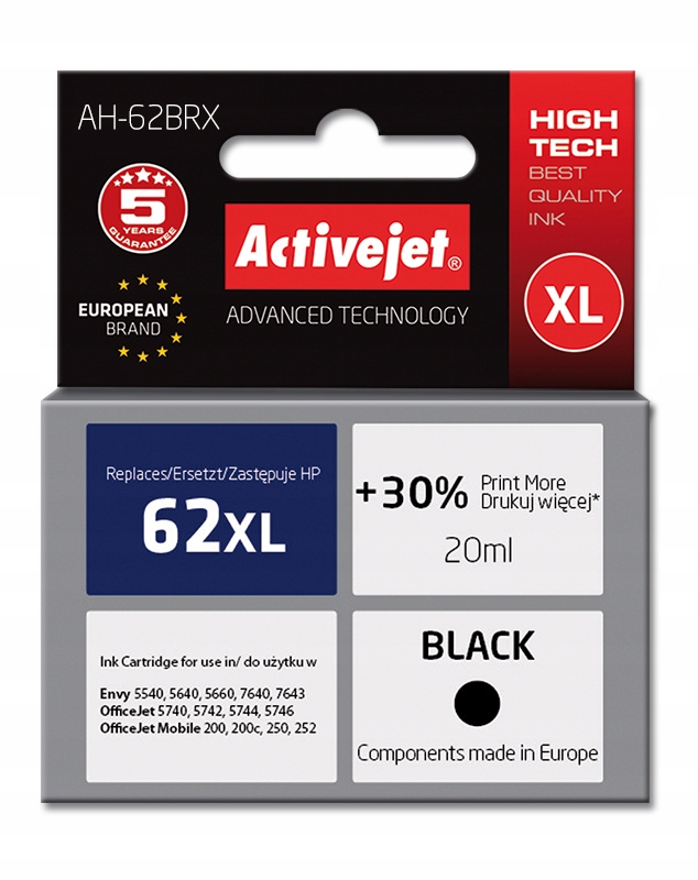 Inkoust ActiveJet pro Hp 62XL C2P05AE reg AH-62BRX černý (black)