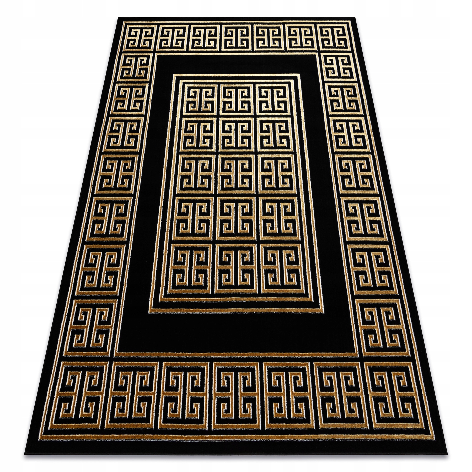 Dywan Glamour Strukturalny Dwupoziomowy Grek Grecki klucz czarny 200x290 cm