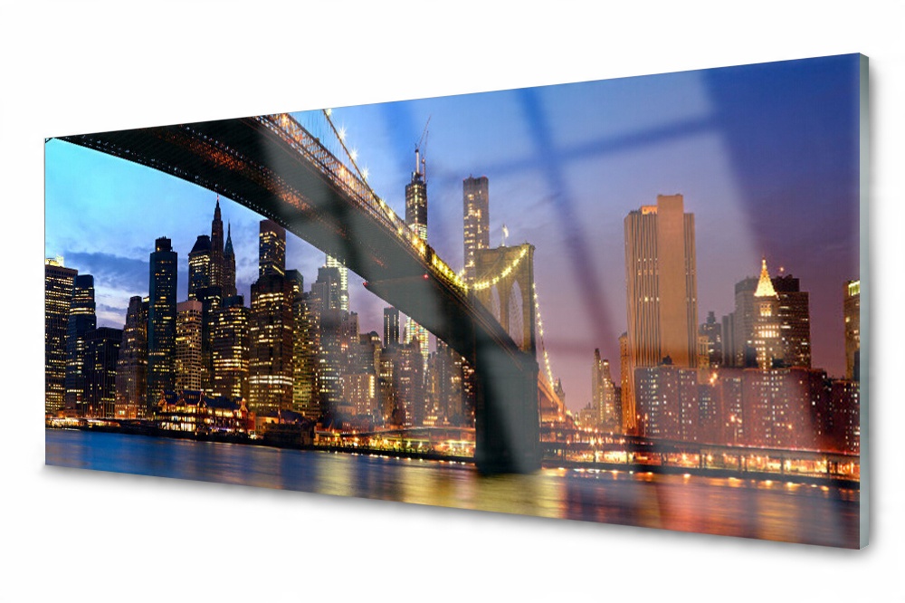 

Panel szklany do kuchni Most Miasto Woda 125x50