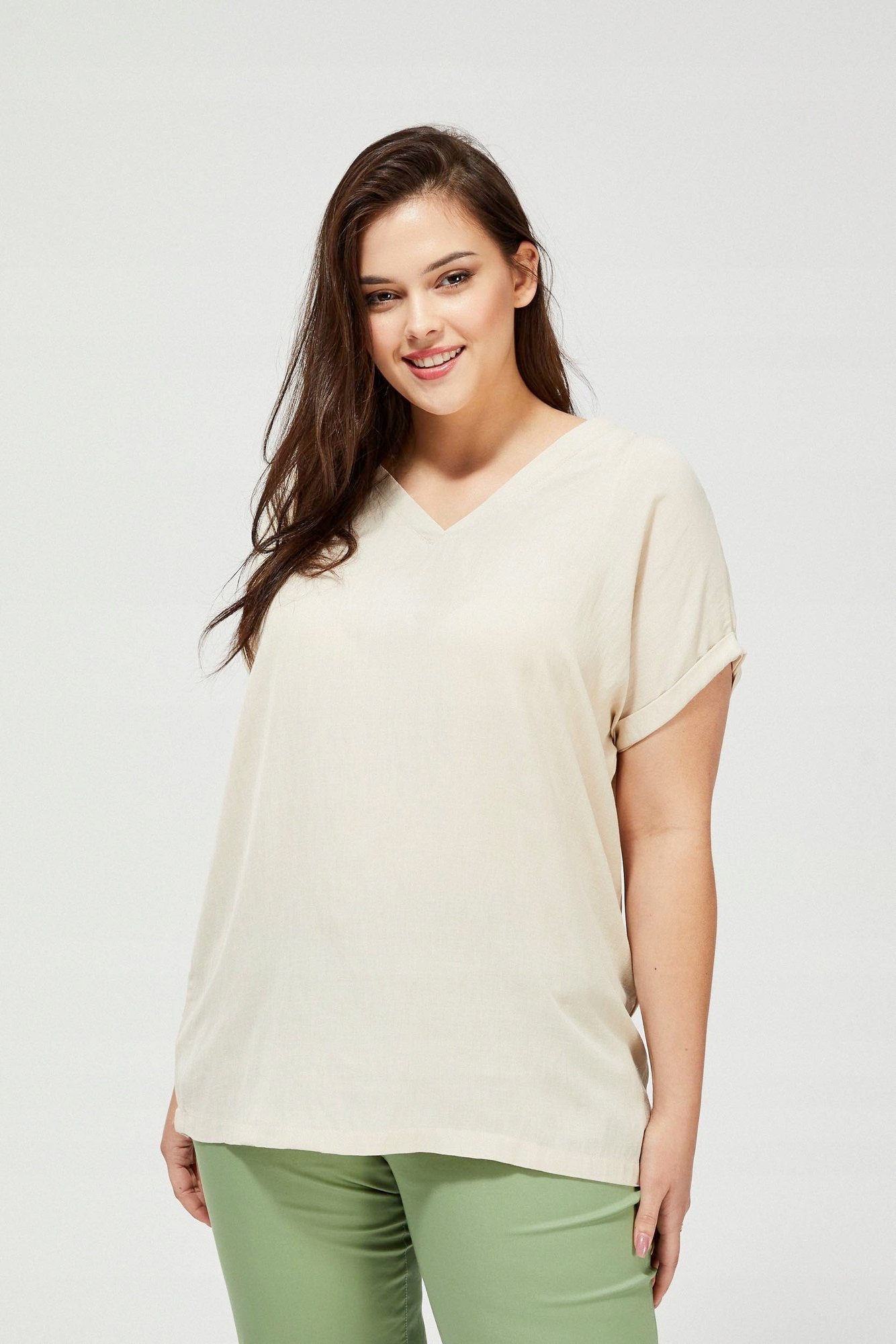 

Moodo Bluzka koszulowa L-KO-3155 Beige; 44