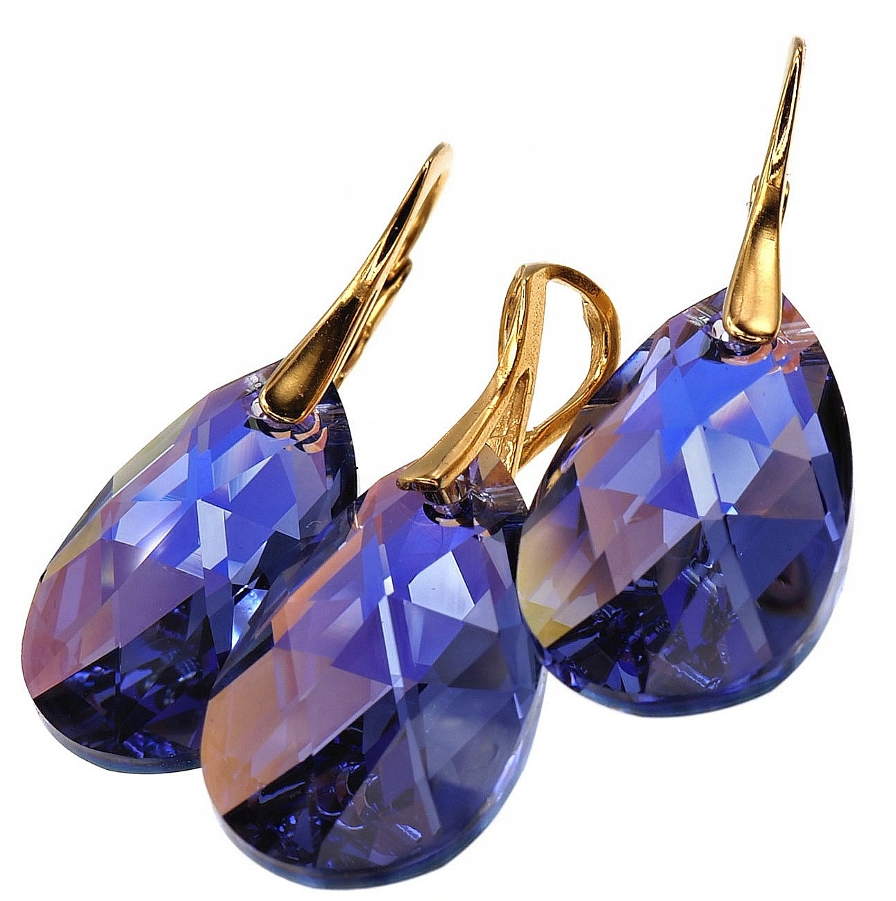 Krystaly Náušnice Přívěsek Tanzanite Aurora Zlaté Stříbro