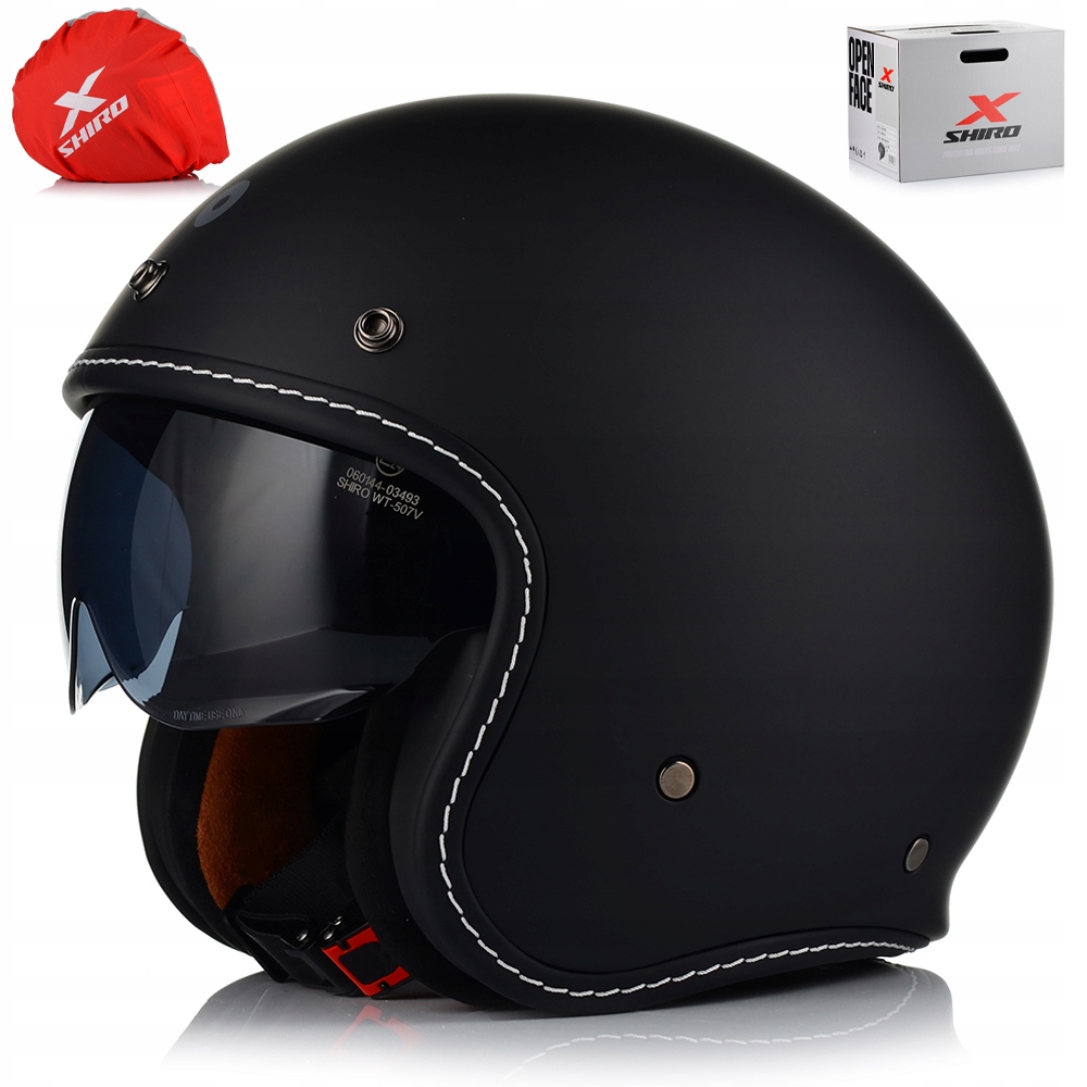 Kask Motocyklowy Otwarty Shiro Dallas Retro Skuter Chopper Blenda Daszek