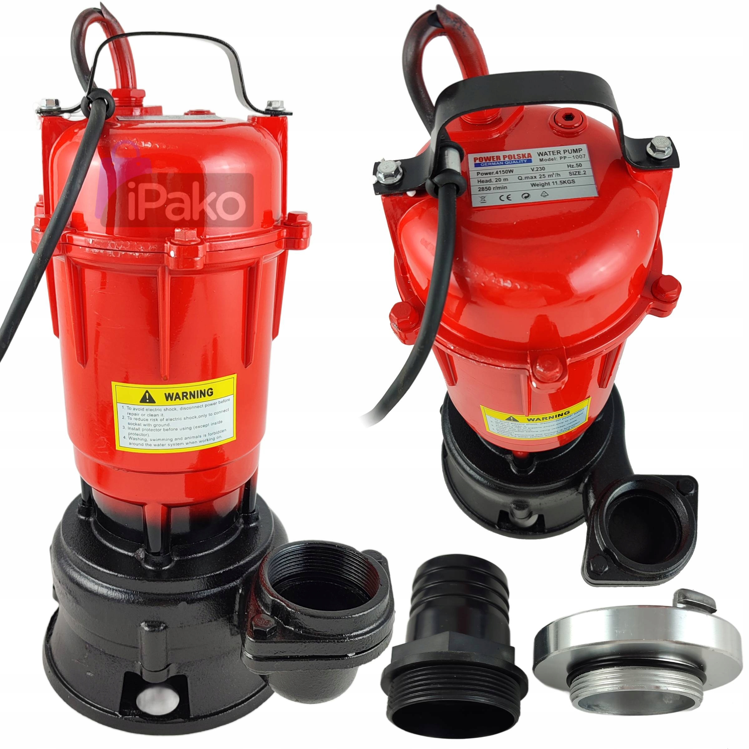 Pompa Żeliwna Do Wody Brudnej Szamba Z Rozdrabniaczem Fast Fix Końcówki