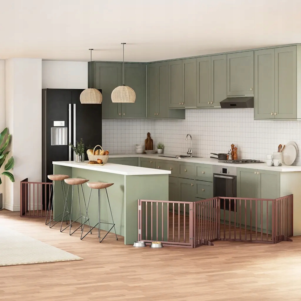 Levně Zábrana pro psy s dvířky skládací 10 panelů hnědá 800 cm topol Hnědá 315557