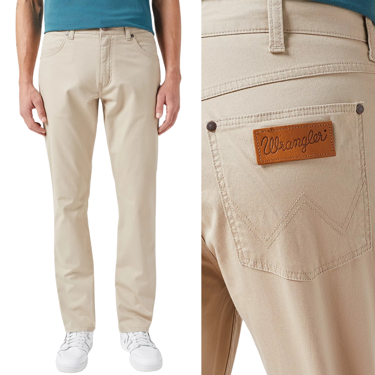 Wrangler Greensboro Plaza Taupe jednoduché béžové látkové kalhoty W32 L32