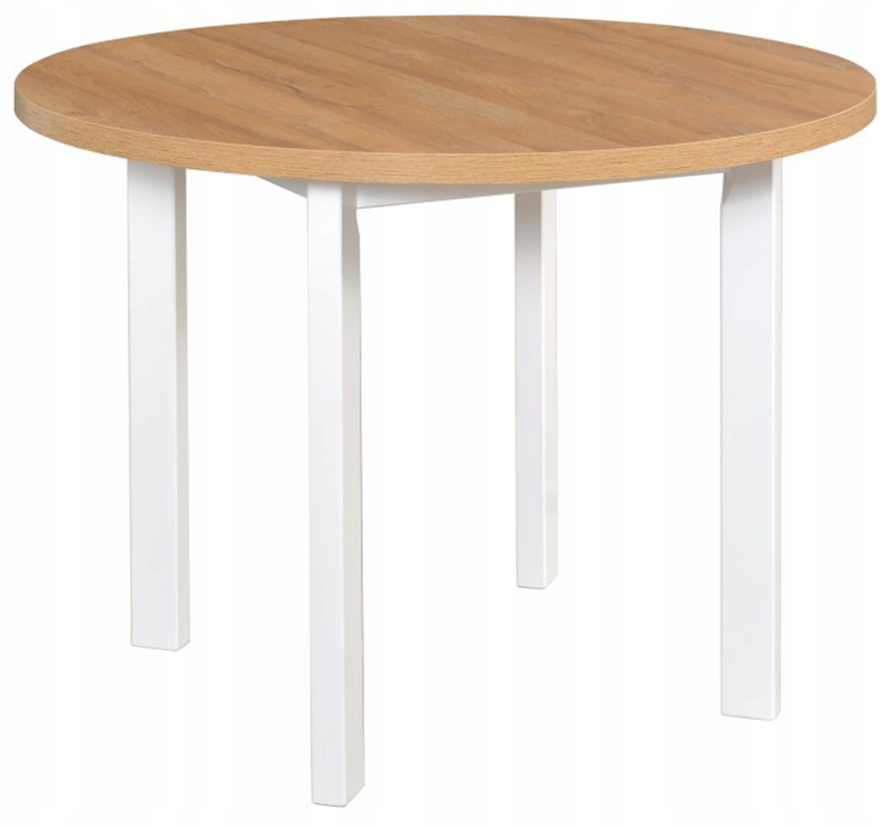 Dřevěný jídelní stůl Filizes kulatý 100 cm bílý/dub grandson