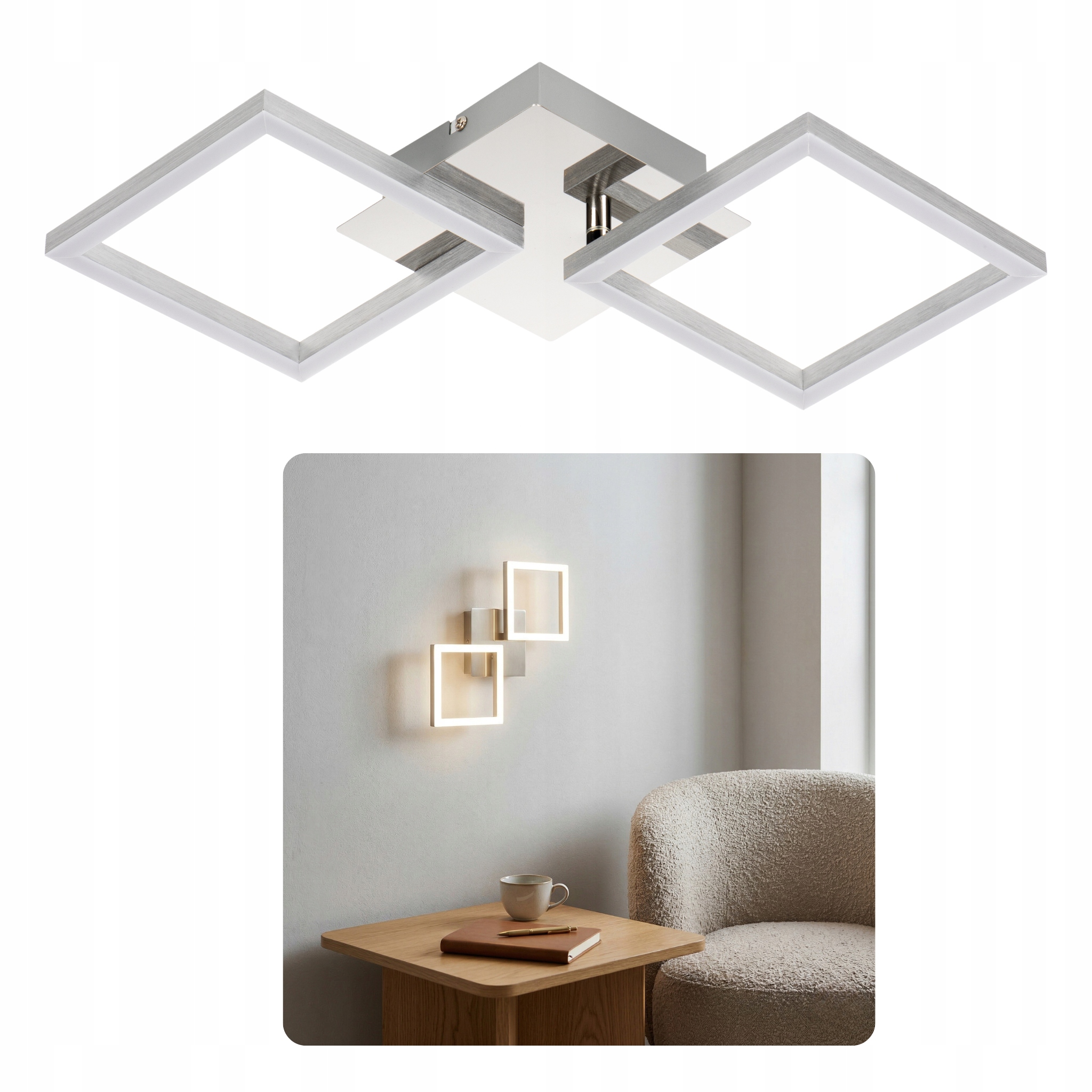 Lampa sufitowa panel Led LL Dijon 2S-LED plafon srebrny 12W 900lm natynkowy