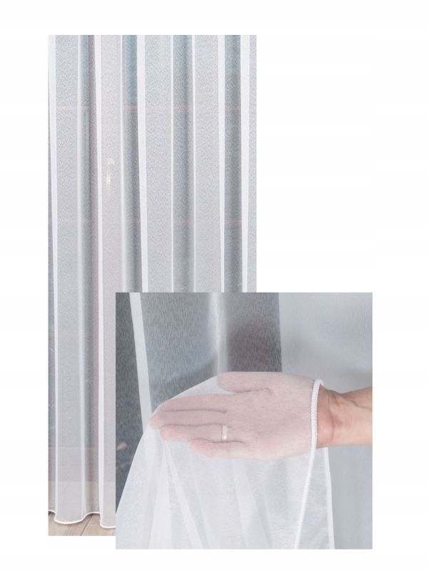 Záclona typu Markýza Hladká Jednoduchá Bílá s páskou Drak Klasická š.400x170