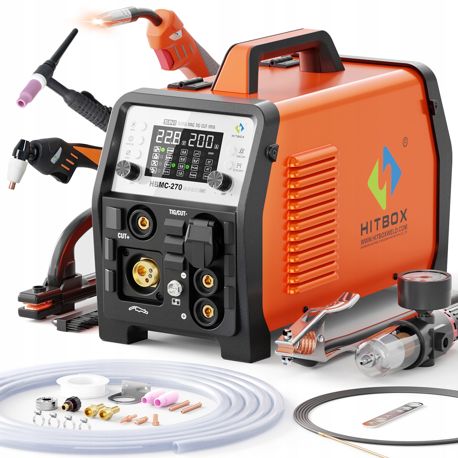 HITBOX Welding Machine Gasless/Gas MIG/HF TIG/Plasma Cutter Process Welder