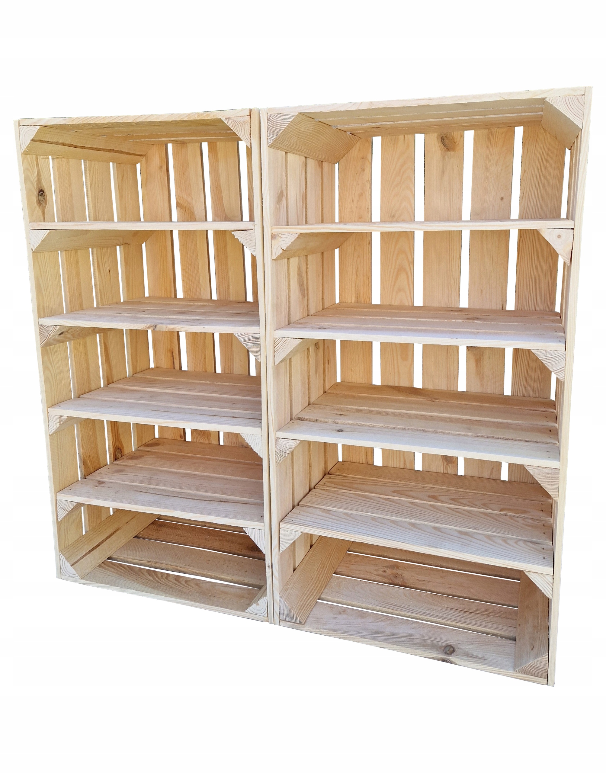 2x Dřevěné Krabice Se 4 Policemi V Přírodní Barvě, Romiar 75x40x30 CM