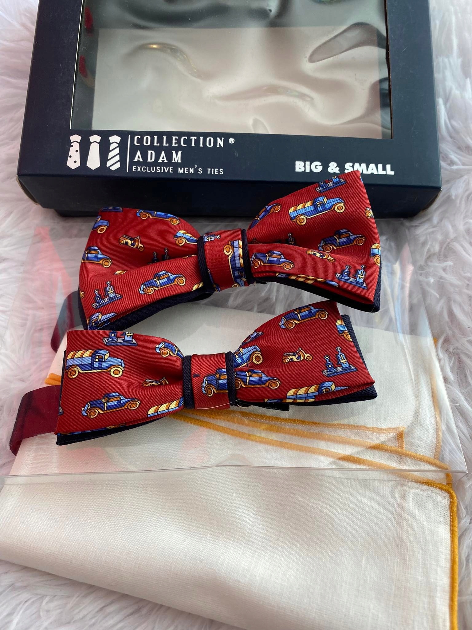 Sada Motýlek kapesníček Táta Syn Barva Bordová s modrou