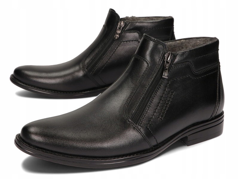 BUTY ZIMOWE SZTYBLETY POLSKIE SKÓRA 336 CZARNY 41