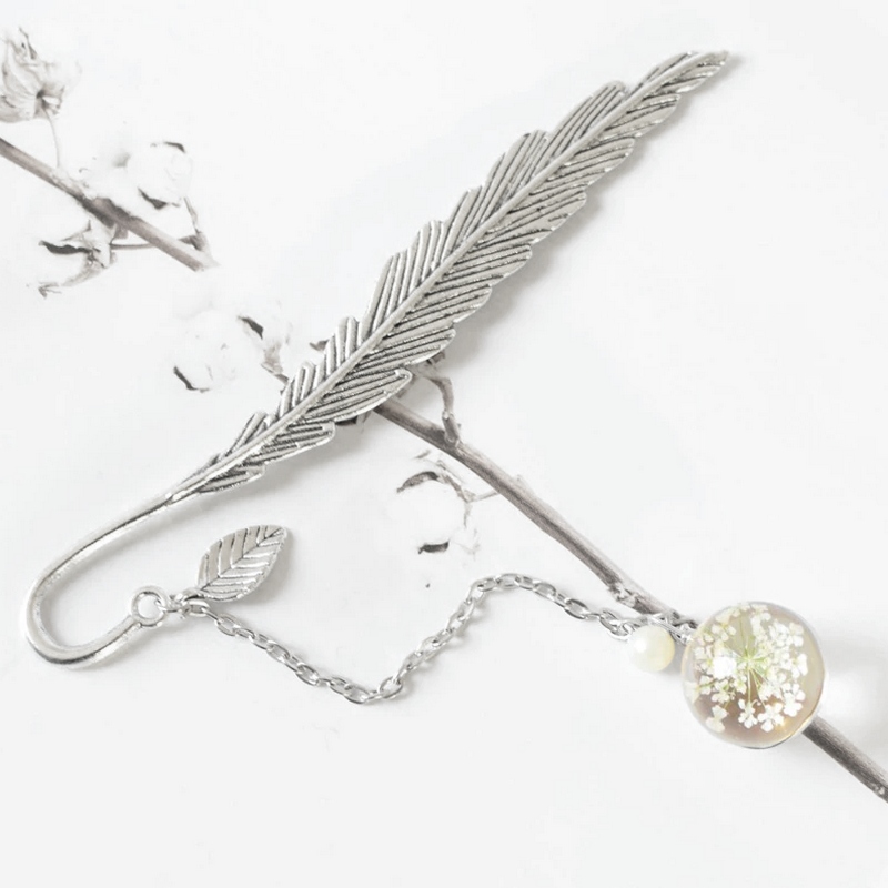 ZAKŁADKA DO KSIĄŻKI PIÓRO KWIATY Srebrna Marka bez marki