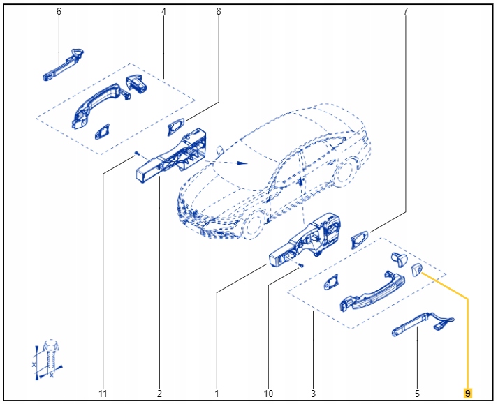 ZAŚLEPKA KLAMKI ZEWNĘTRZNEJ CHROM RENAULT TALISMAN Kolor do lakierowania