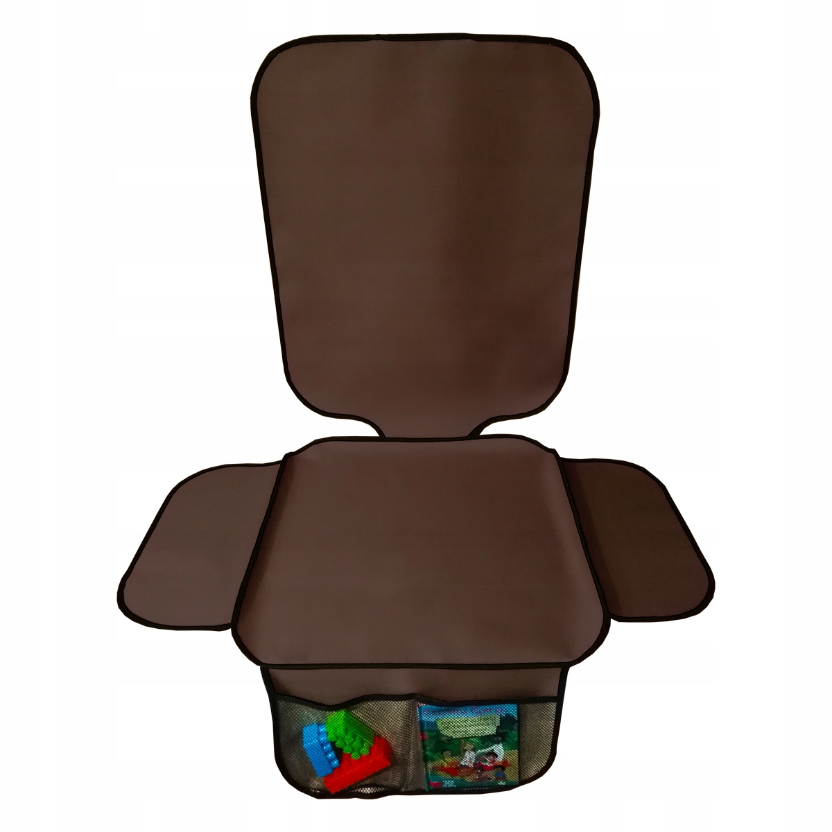 MATA OCHRONNA POD FOTELIK Z ORGANIZEREM WODOODPORNA DUŻA ISOFIX - BRĄZOWA