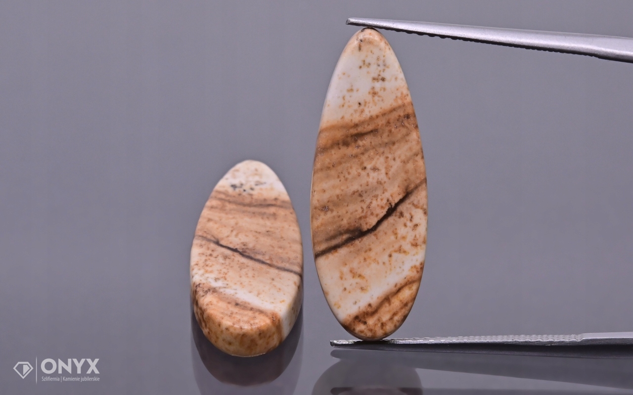 Jaspis Kalahari mělký Pár slza 24x9 mm