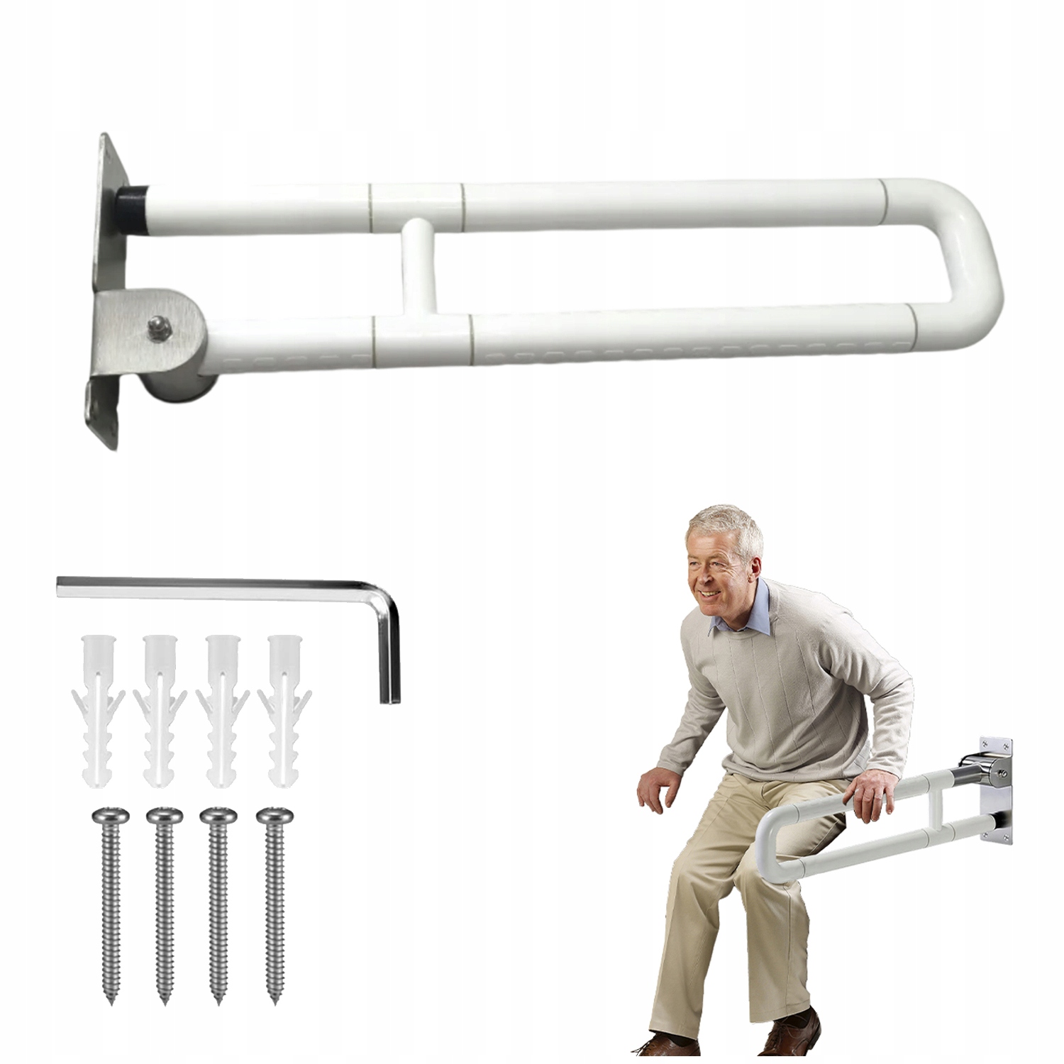 Poręcz Uchwyt Łazienkowy Wc Toaleta Uchylny Składany Łatwy W Instalacji