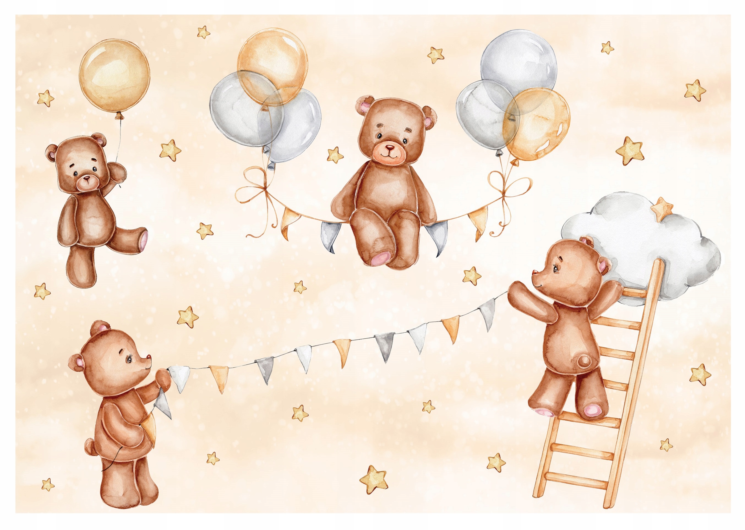 Fototapeta Do Pokoje Pro Děti Mraky Medvídci 312x219