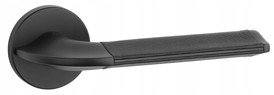 Kľučka rozeta Detazia Slim 7 mm čierna matná/ čierna koža Aprile