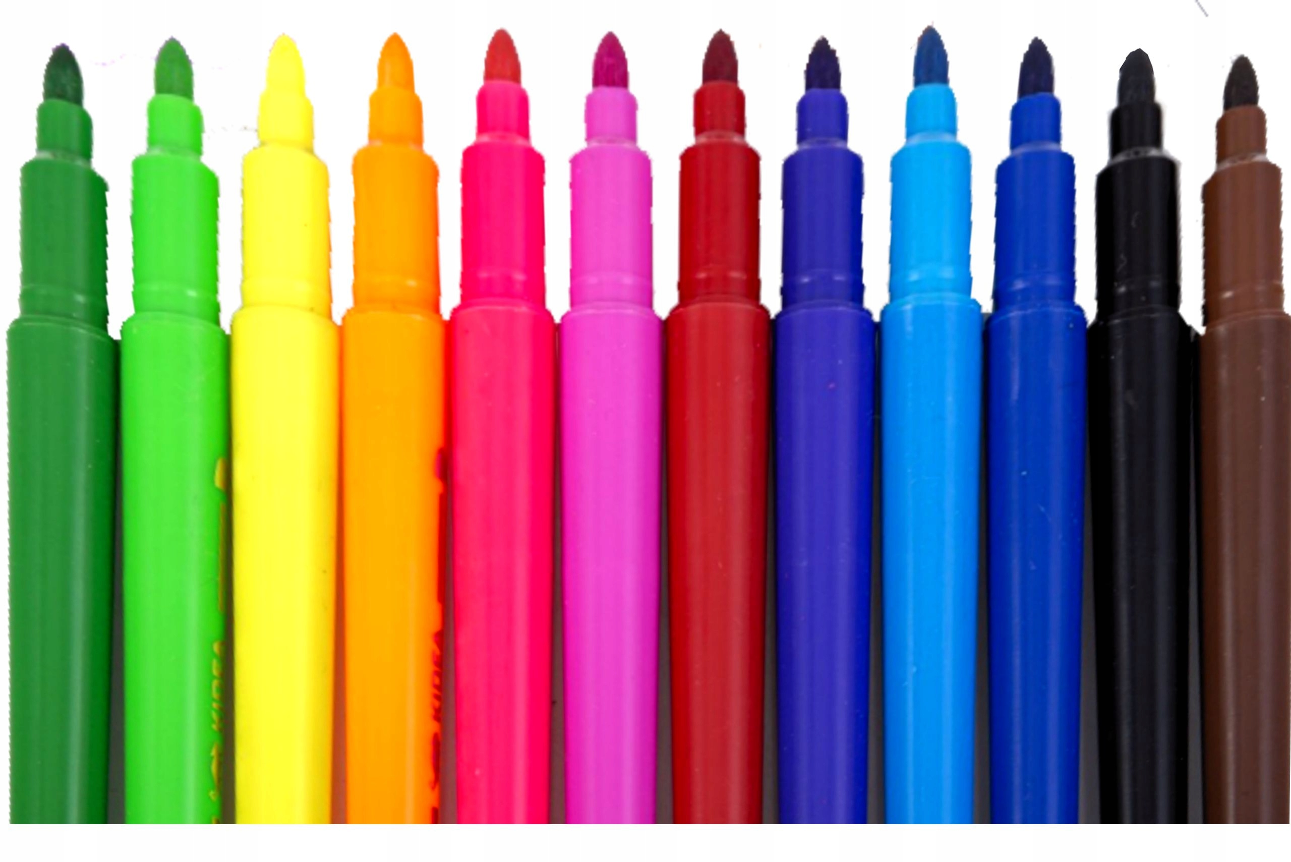 KIDEA FLAMASTRY PISAKI DWUSTRONNE PĘDZELKOWE 12kol Marka Kidea