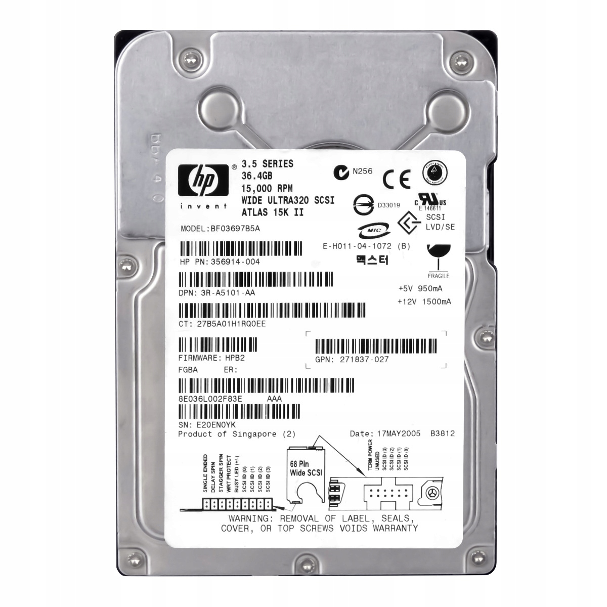 Hp 356914-004 36,4 Gb 15K 8MB Scsi U320 3,5'' BF03697B5A