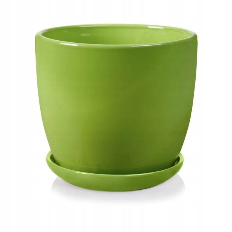 

Zielona doniczka ceramiczna z podstawką 13 cm