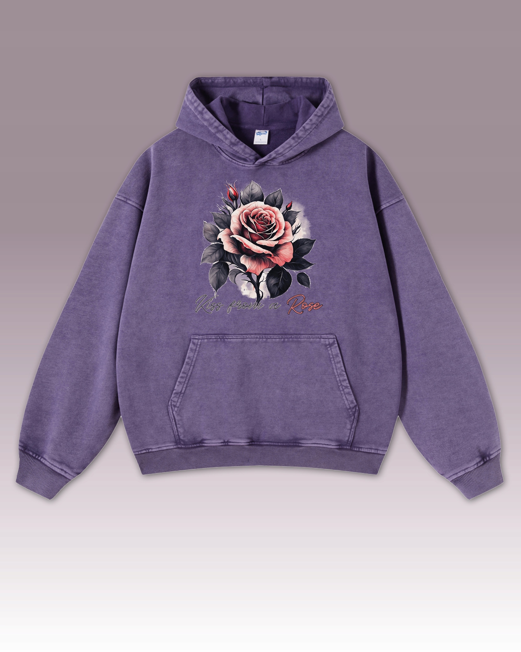 Mikina Kiss from a Rose Oversize Polibek Růže Květina Romantika Fialová L