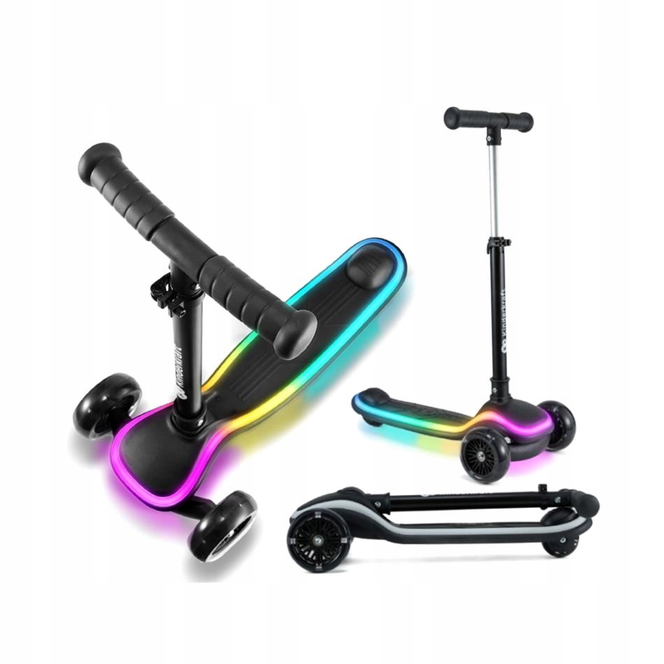 Kinderkraft Hulajnoga Trójkołowa Raket 2 Led Składana ABEC-7 Dla 2 Latka+
