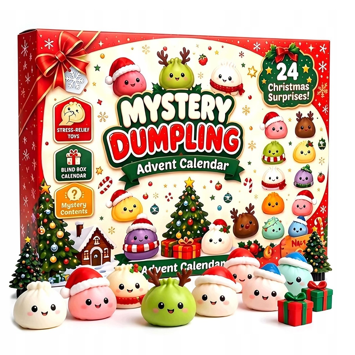 Адвент-календарь 2026 Squishy Dumpling, 24 праздничные мялки-антистресс, от 3 лет