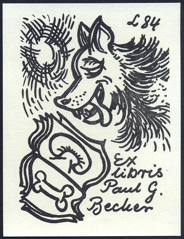 Lewandowski Rajmund 1984 Exlibris P7 Bookplate Wolf Lupus Wilk s689