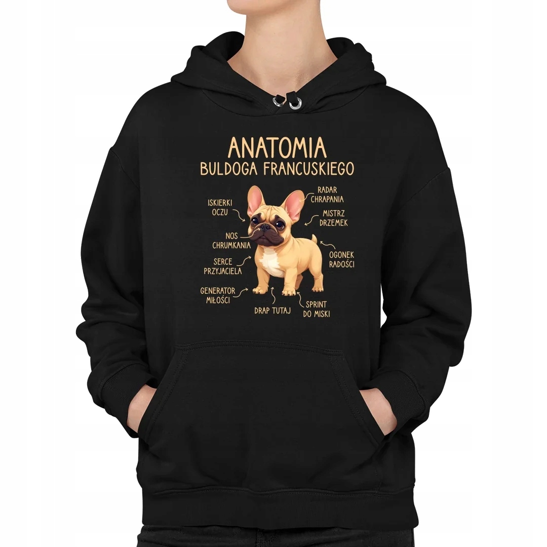 Anatomie francouzského buldočka piškotová Dámská Mikina S Potiskem Psa