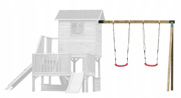 Domek Hubert 2 Ślizgi Ścianka Podwójna Huśtawka Informacje dodatkowe Okiennice w komplecie Podłoga w komplecie Pokrycie dachu w komplecie