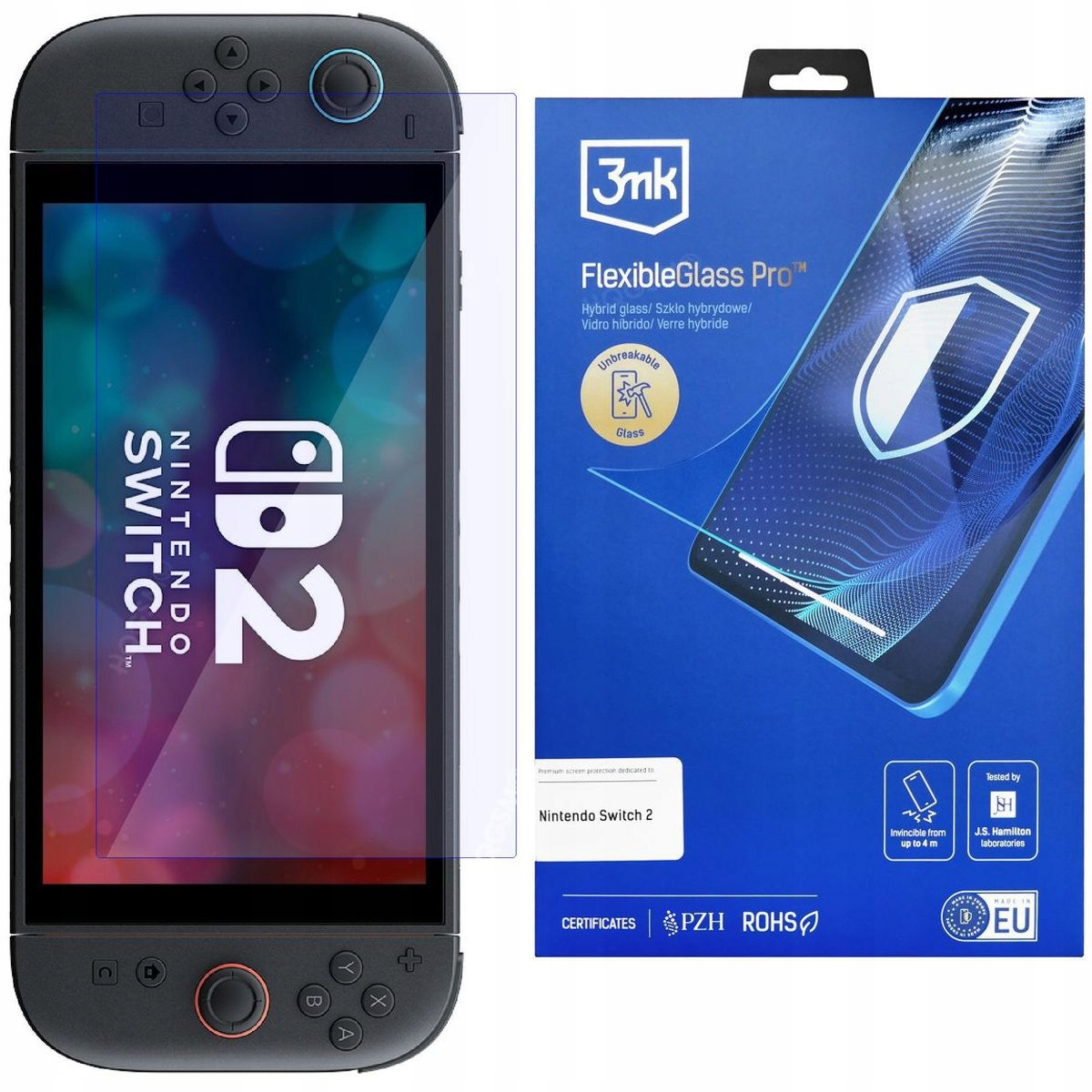 Sklo pro displej konzole Nintendo Switch 2, 3mk Fg Pro, ochrana obrazovky