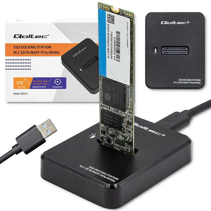 Qoltec stacja dokująca M.2 SSD NVMe SATA USB 3.2 Gen 2 do dysków M-Key B+M