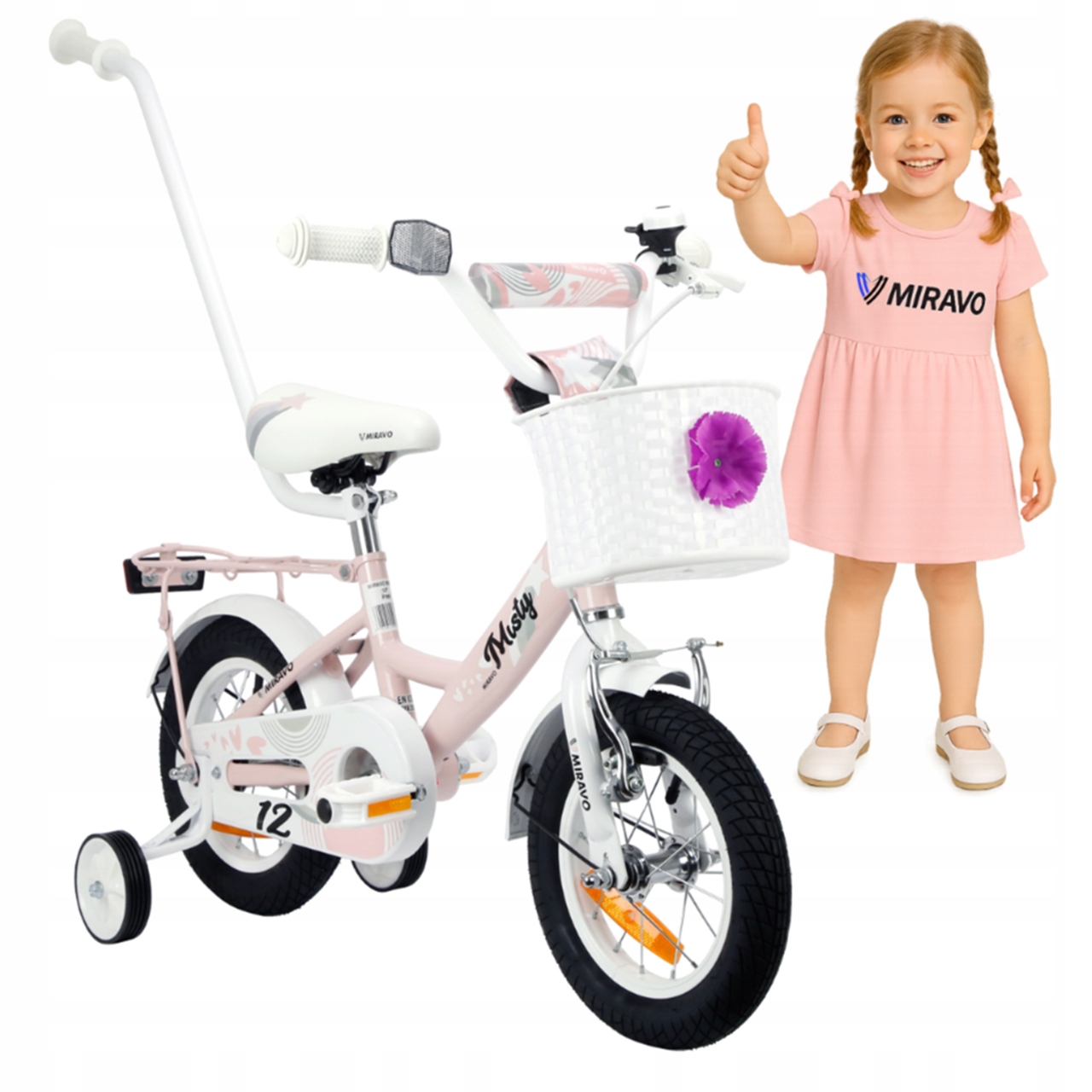 Rowerek Dziecięcy 12 Cali Rower Dla Dziewczynki Koszyk I Prowadnik