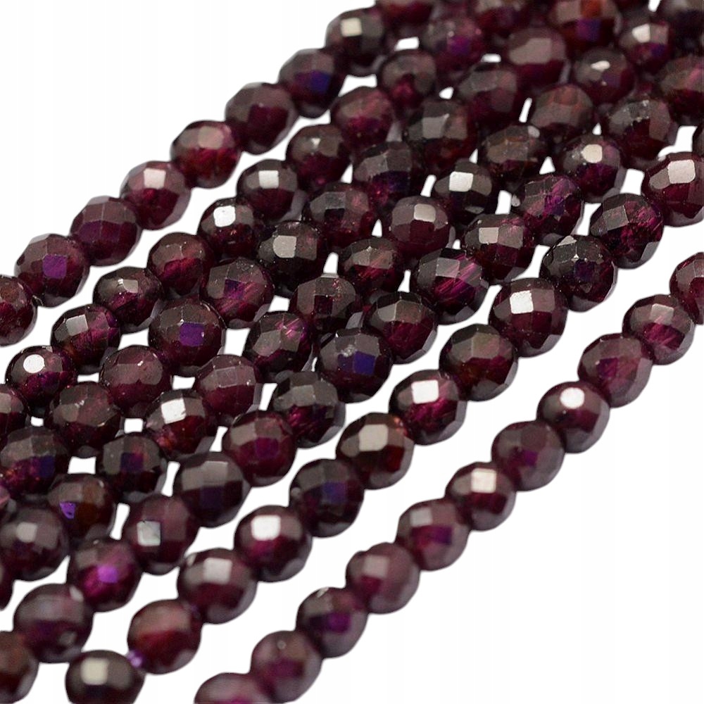 Korálky Přírodní Granát Fasetované Kameny Koule 4mm Šňůra cca 80Št