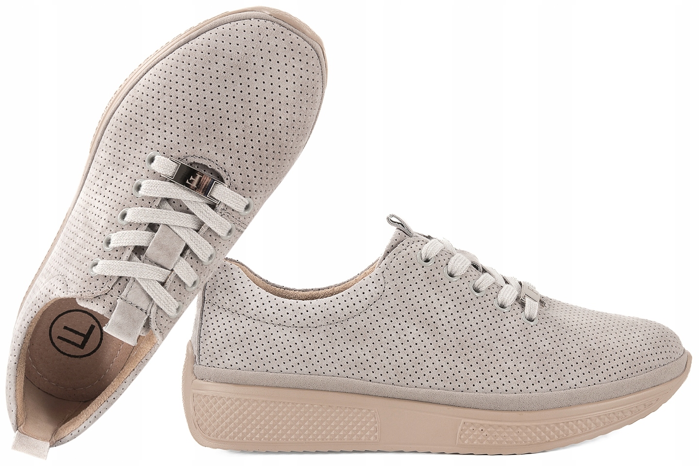 Filippo DP7571 Ažurové Kožené Dámské Sportovní Polobotky Semišové Šedá 36