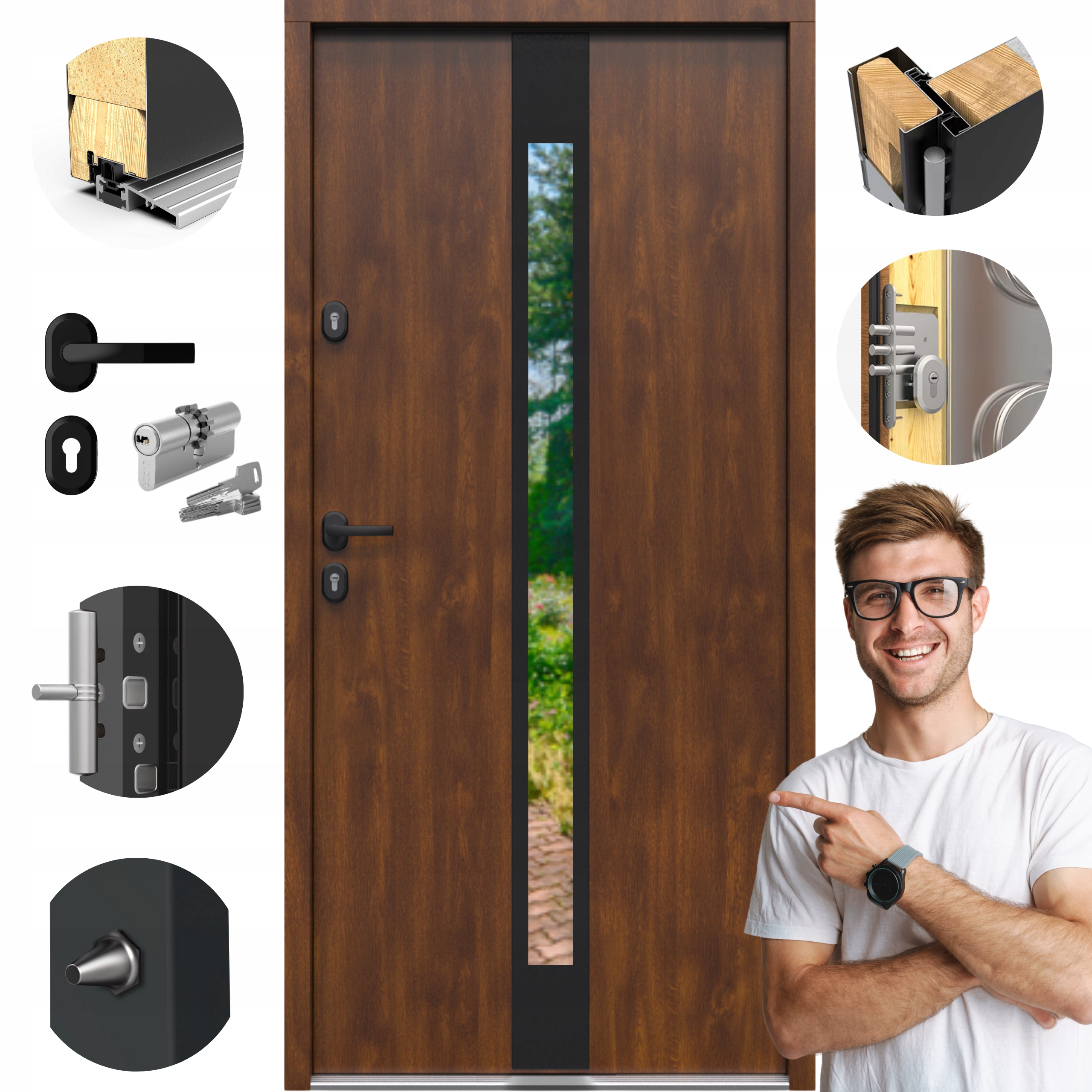 Vnější dveře Gerda Select Teplé Milano 9b Ořech Dub 90 cm Levé