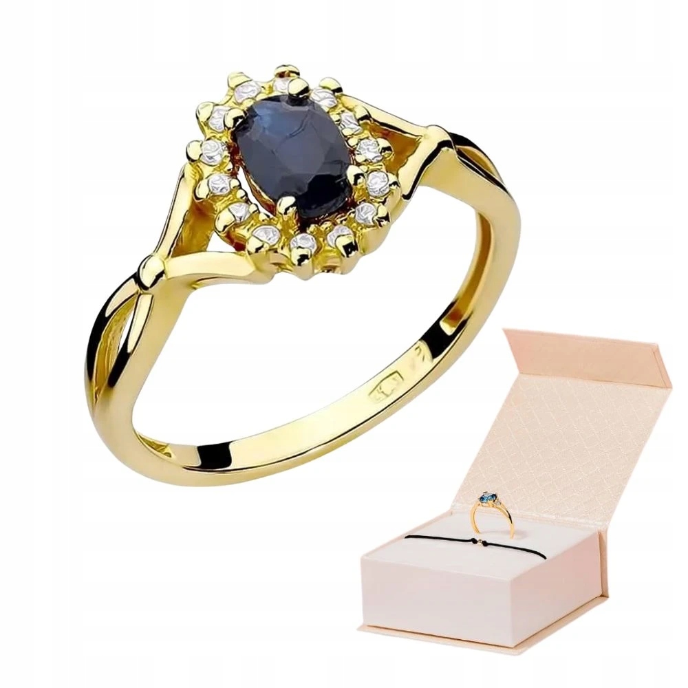 Zlatý Prstýnek Se Safírem V Briliantovém Rámu 585 Zlatý Náramek