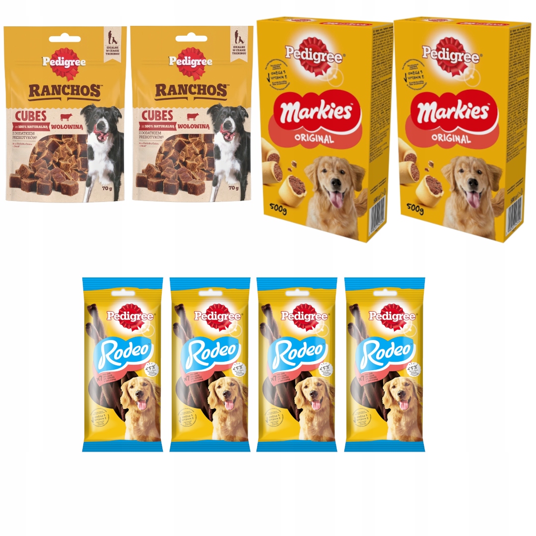 Levně Pedigree Směs pochoutek Biscrok 2x500g Rodeo 4x123g Ranchos Cubes 2x70g