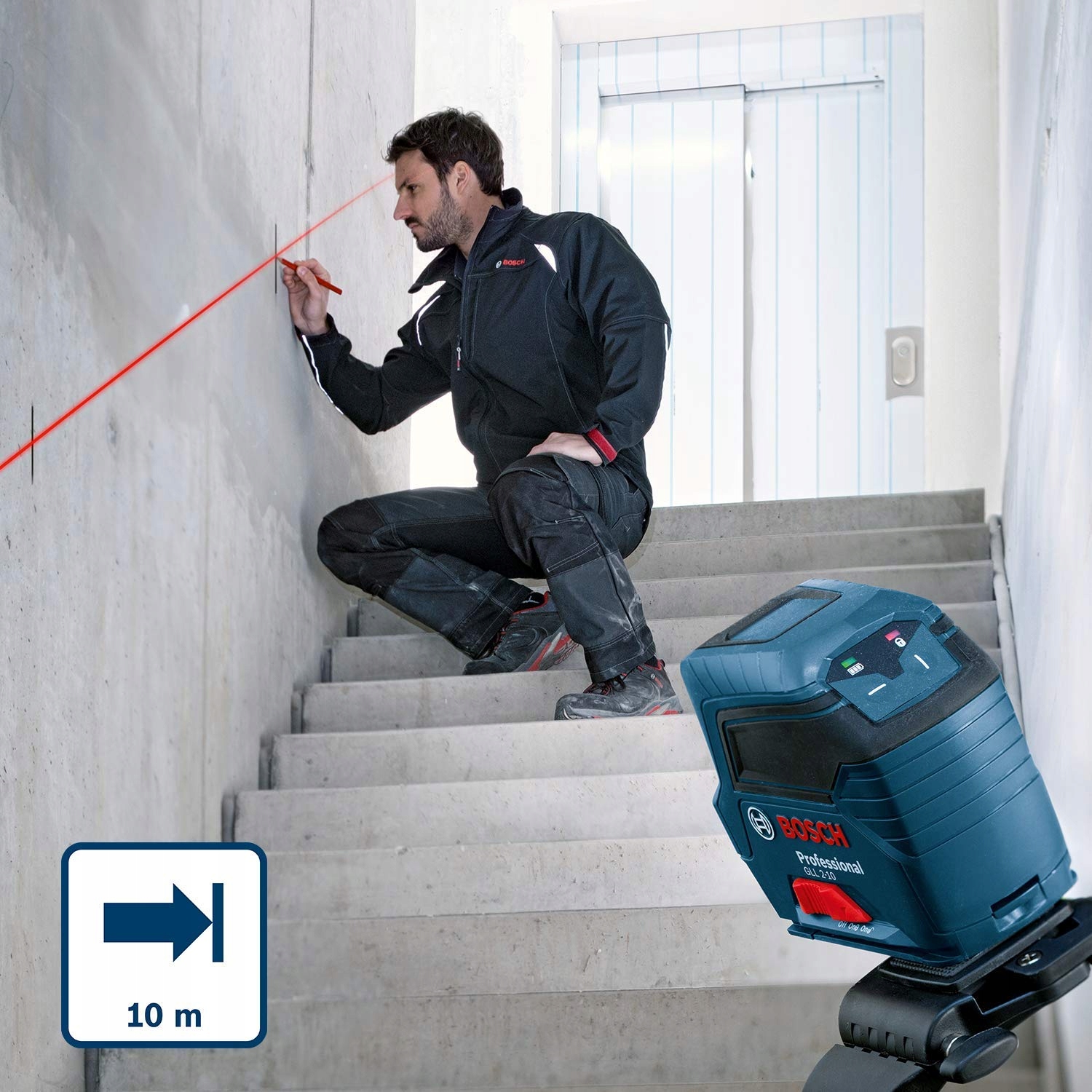 BOSCH Professional Laser Liniowy Czerwony Zasięg Do 10m Baterie AA Torba — miniatura 4